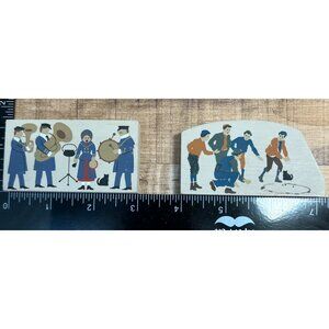 Cat's Meow Vintage Wooden Parade & Skating Scene Blocks